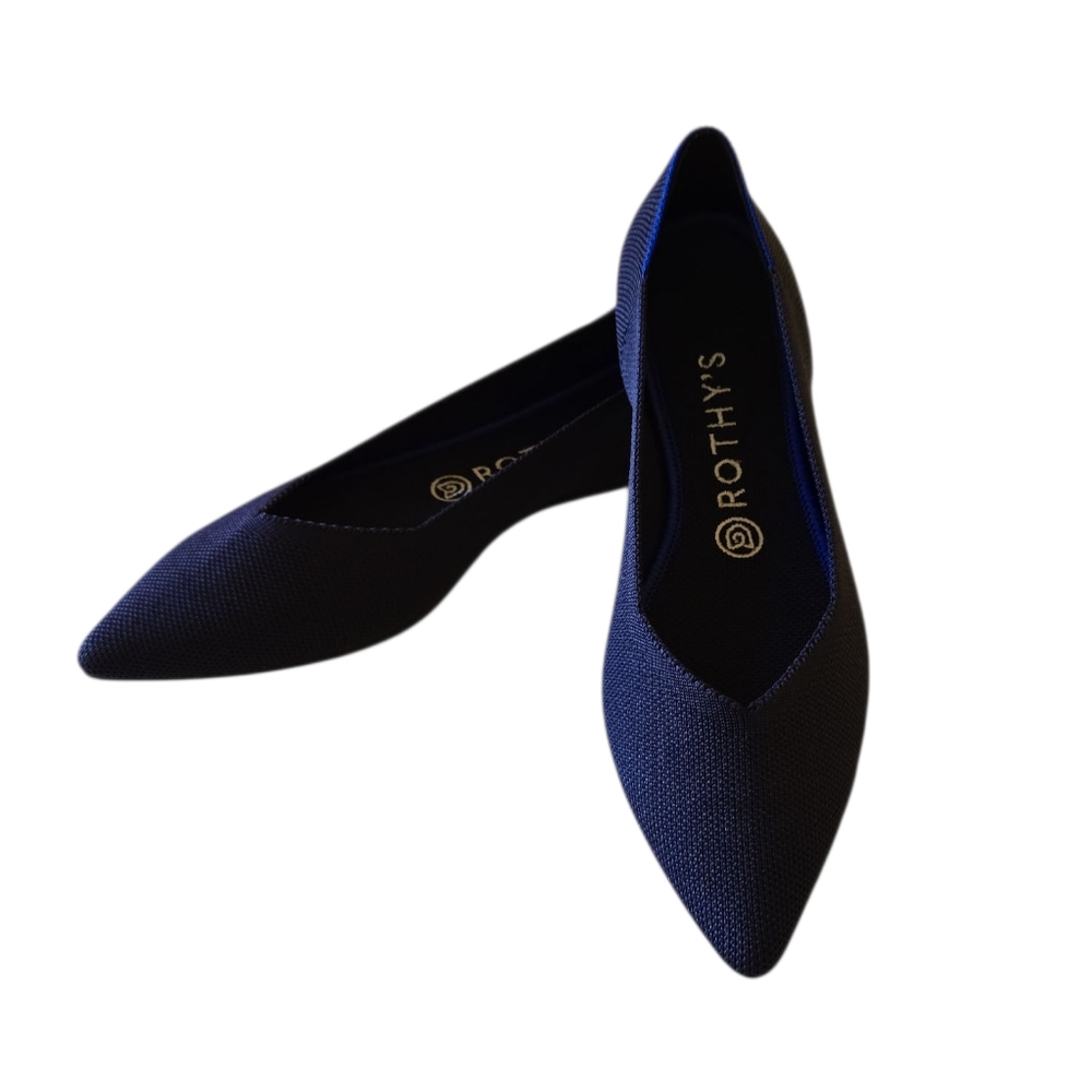 Rothys "THE POINT" Maritime Navy Slip On Comfort Ballet Flat Shoe Women's US 9 - Picture 2 of 16